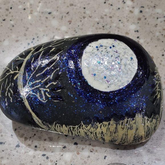Painted RIVER ROCK . Color blue Night - Picture 7 of 9